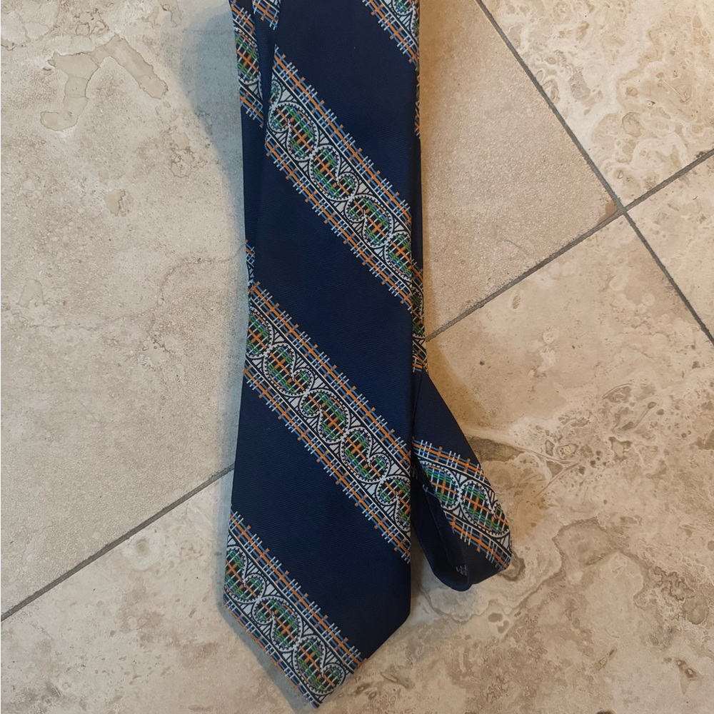 Blue Men's Tie with vintage pattern